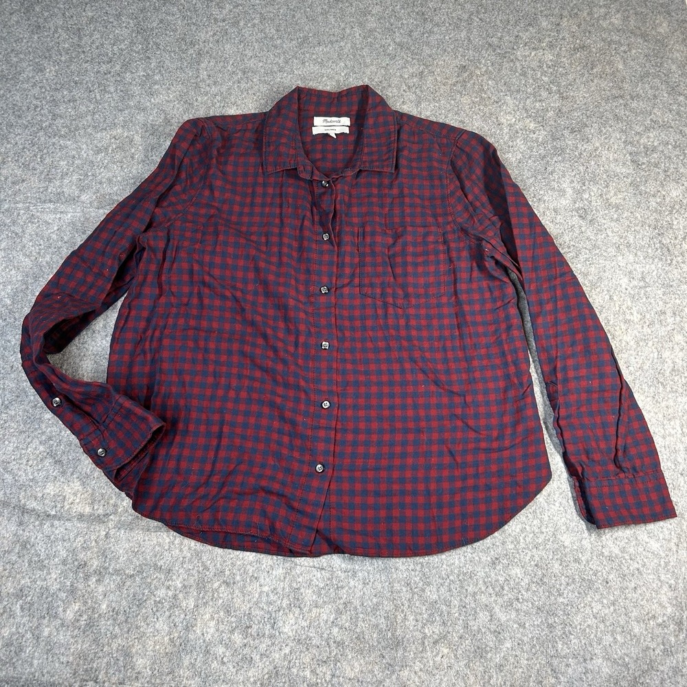 Madewell Flannel Shirt Mens Large Plaid Checkered Cotton Button Down Shrunken